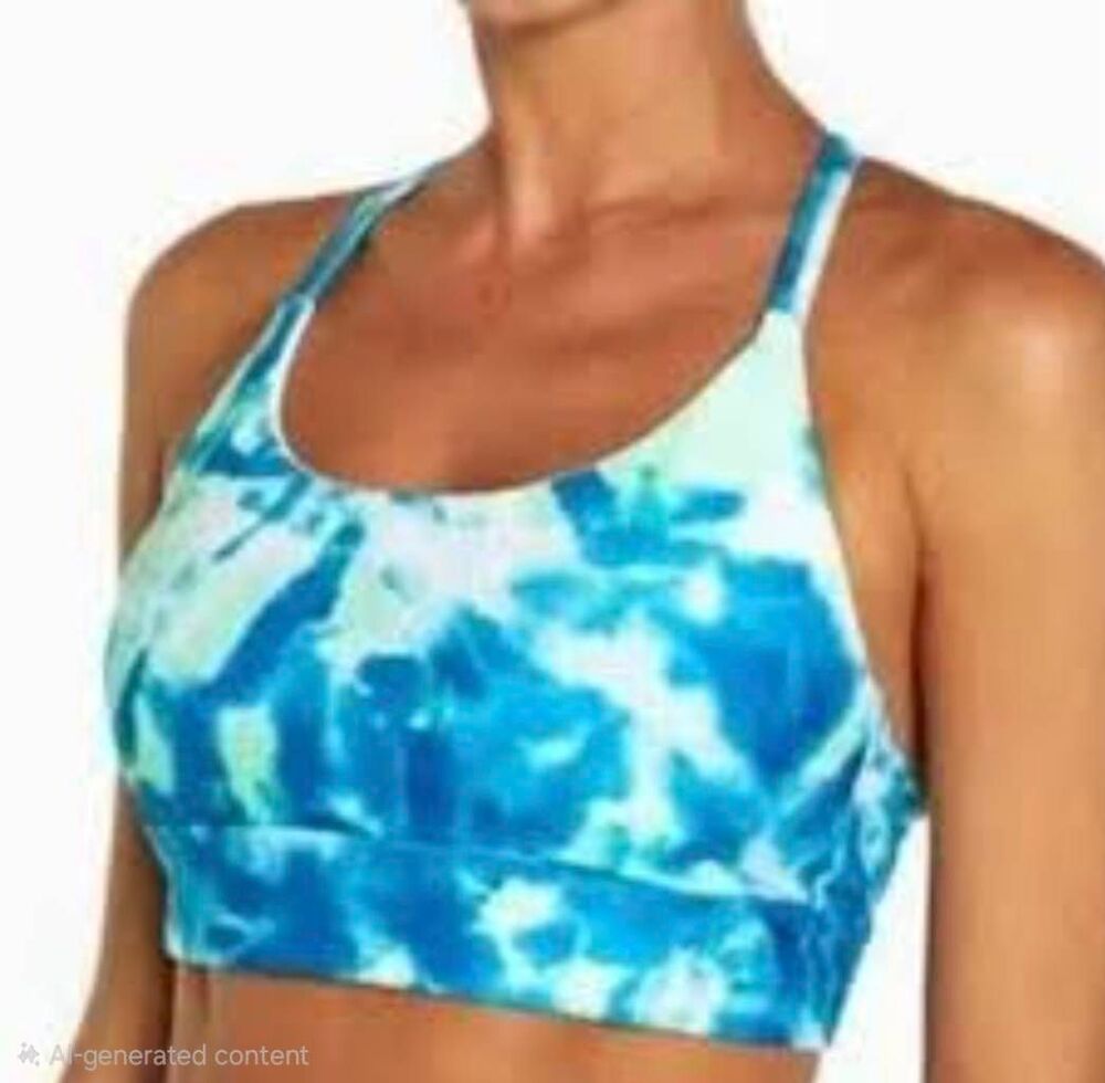 NWT Wildfox Sweat Blue Sapphire Green Tie Dye Strappy Sports Bra Size S